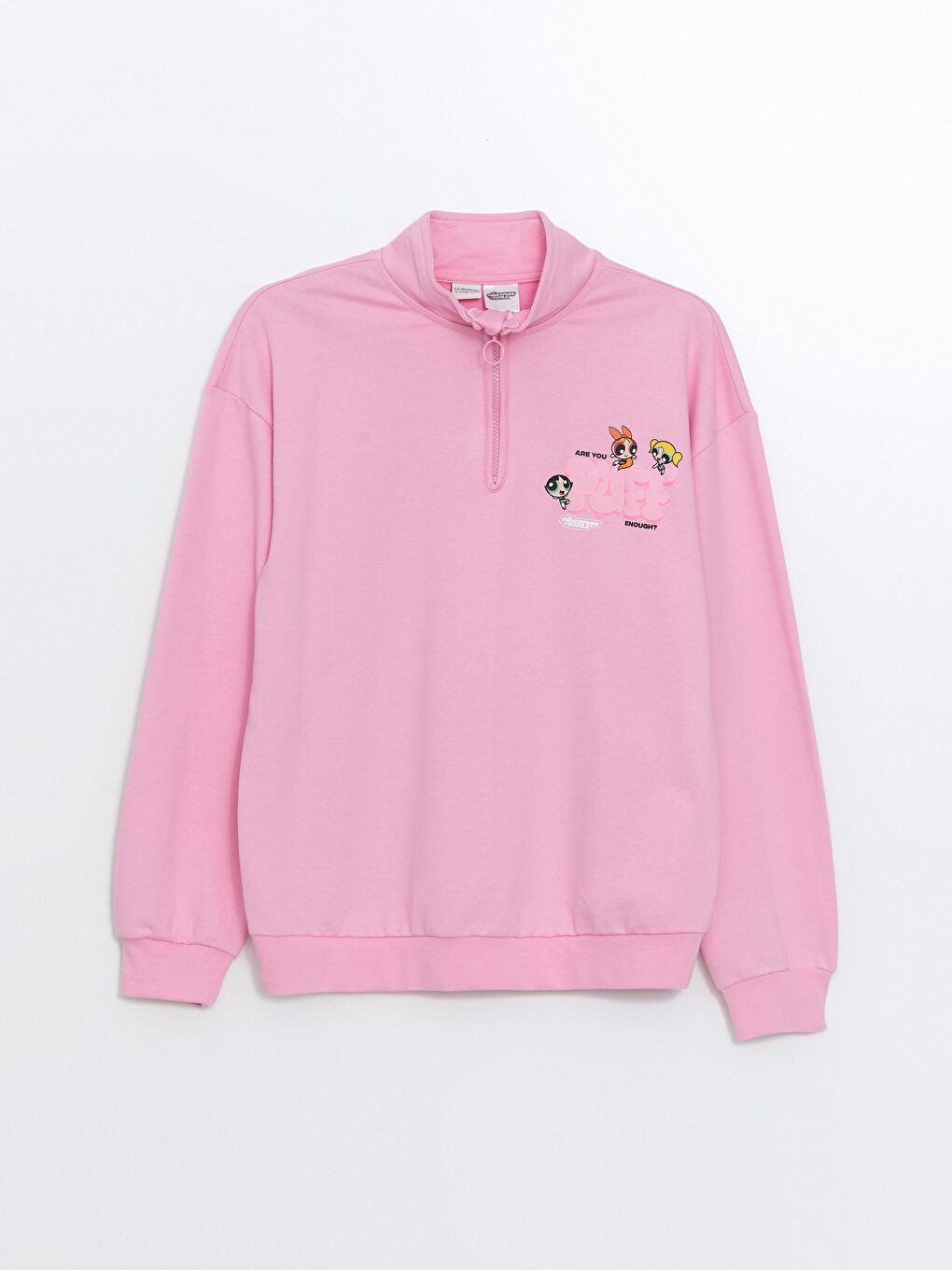 LCW Kids Pembe Dik Yaka Powerpuff Girls Baskılı Kız Çocuk Sweatshirt - 1