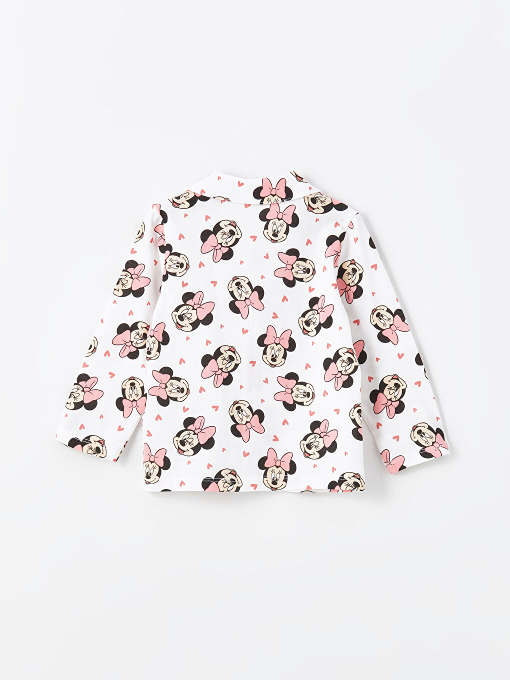 LCW baby Ekru Baskılı Polo Yaka Uzun Kollu Minnie Mouse Baskılı Kız Bebek Pijama Takımı - 3