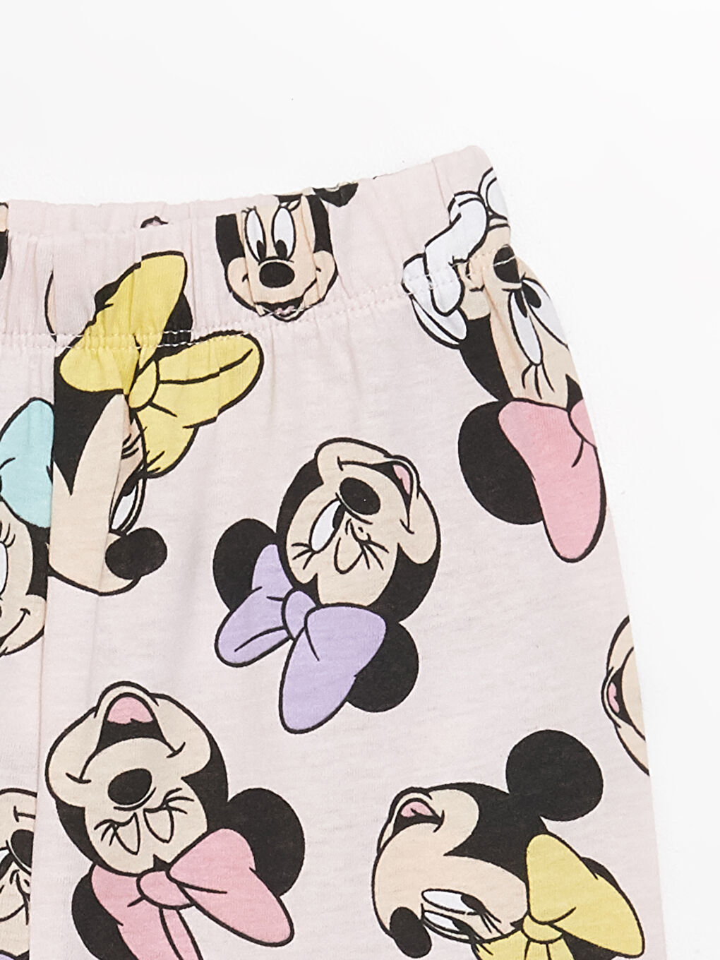 Pembe Beli Lastikli Minnie Mouse Baskılı Kız Bebek Pijama Alt-1