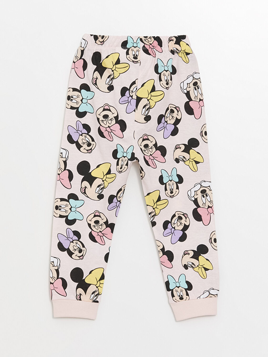 Pembe Beli Lastikli Minnie Mouse Baskılı Kız Bebek Pijama Alt-2