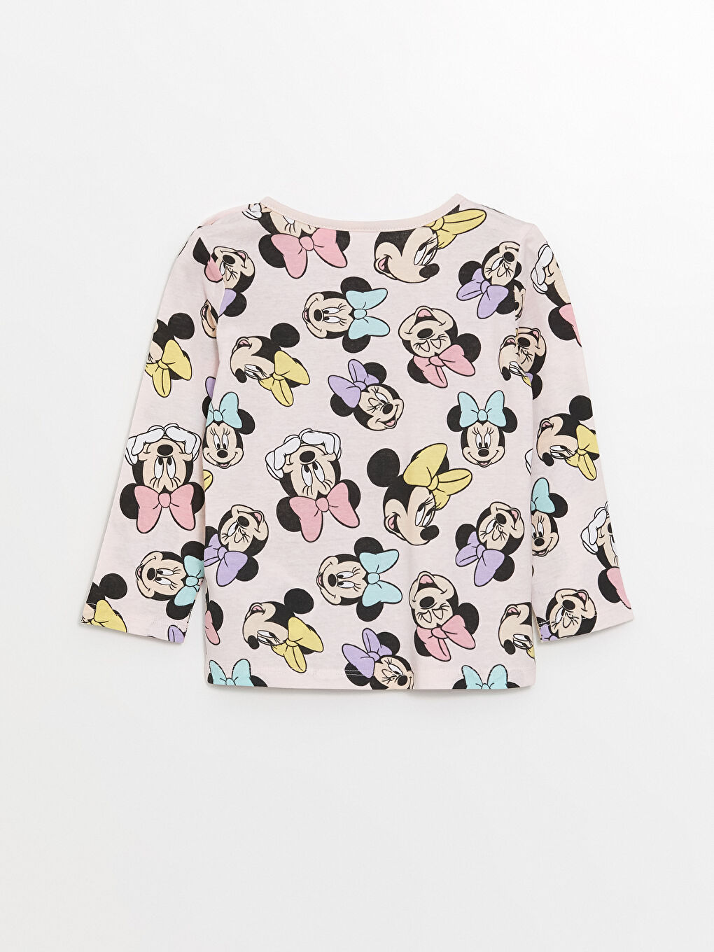 LCW baby Açık Pembe Baskılı Bisiklet Yaka Uzun Kollu Minnie Mouse Baskılı Kız Bebek Pijama Takımı - 3