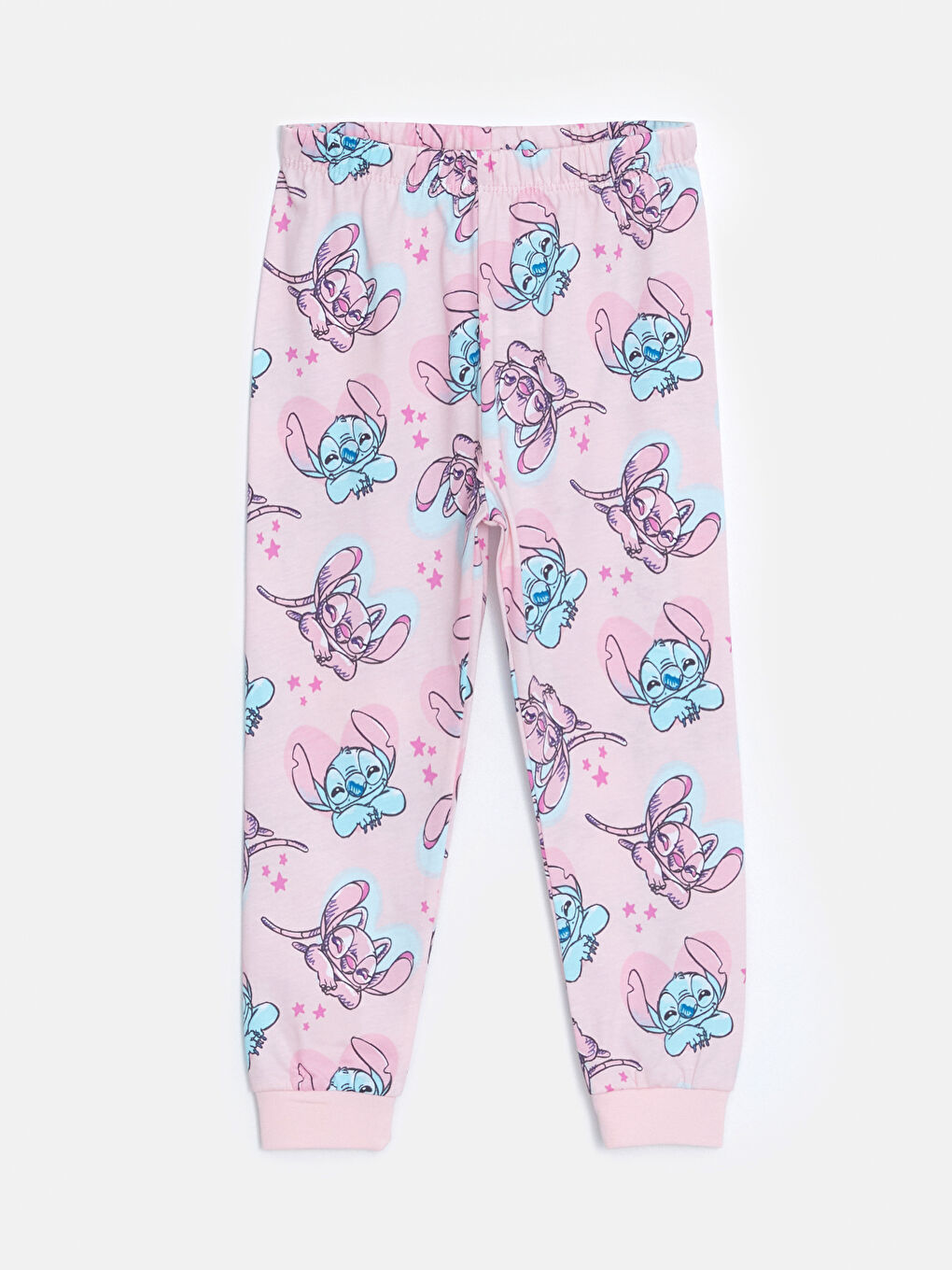 LCW baby Açık Pembe Baskılı Beli Lastilikli Lilo ve Stitch Baskılı Kız Bebek Pijama Alt