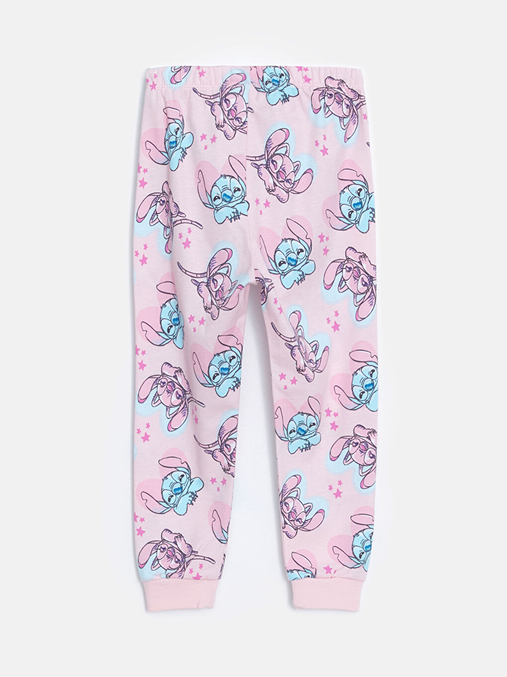 LCW baby Açık Pembe Baskılı Beli Lastilikli Lilo ve Stitch Baskılı Kız Bebek Pijama Alt - 1