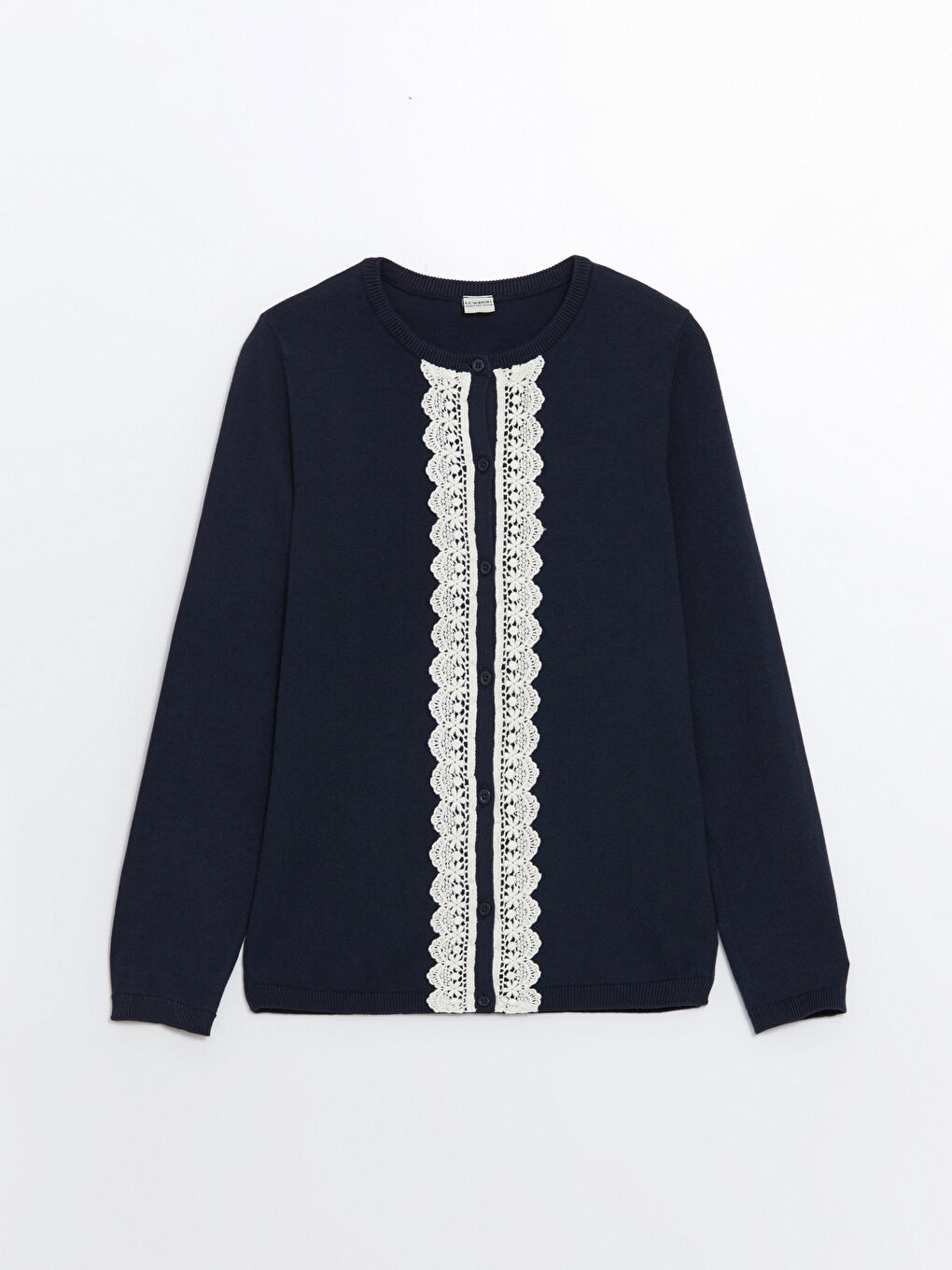 Кардиган с круглым вырезом для девочек из трикотажа