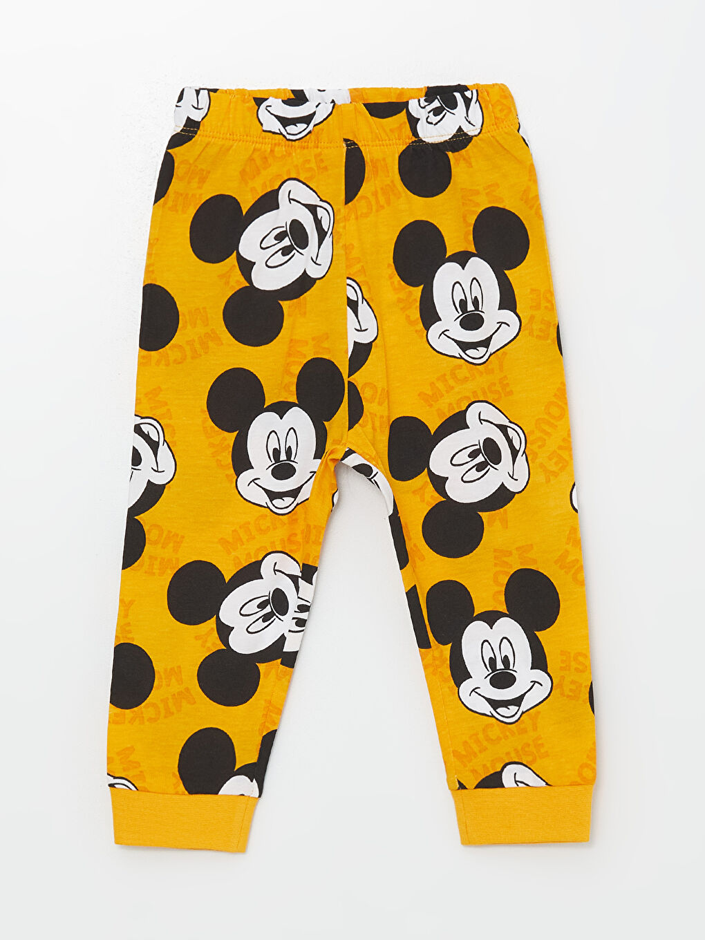 LCW baby Açık Sarı Baskılı Beli Lastikli Mickey Mouse Baskılı Erkek Bebek Pijama Alt