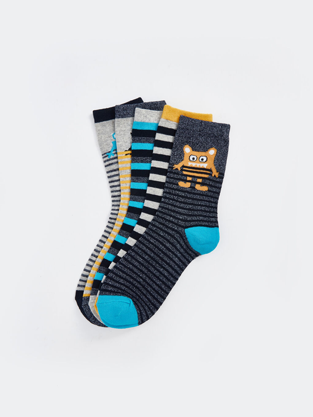 LCW Kids Gemusterte Knöchelsocken für Jungen, 5er-Pack -W47581Z4-K00