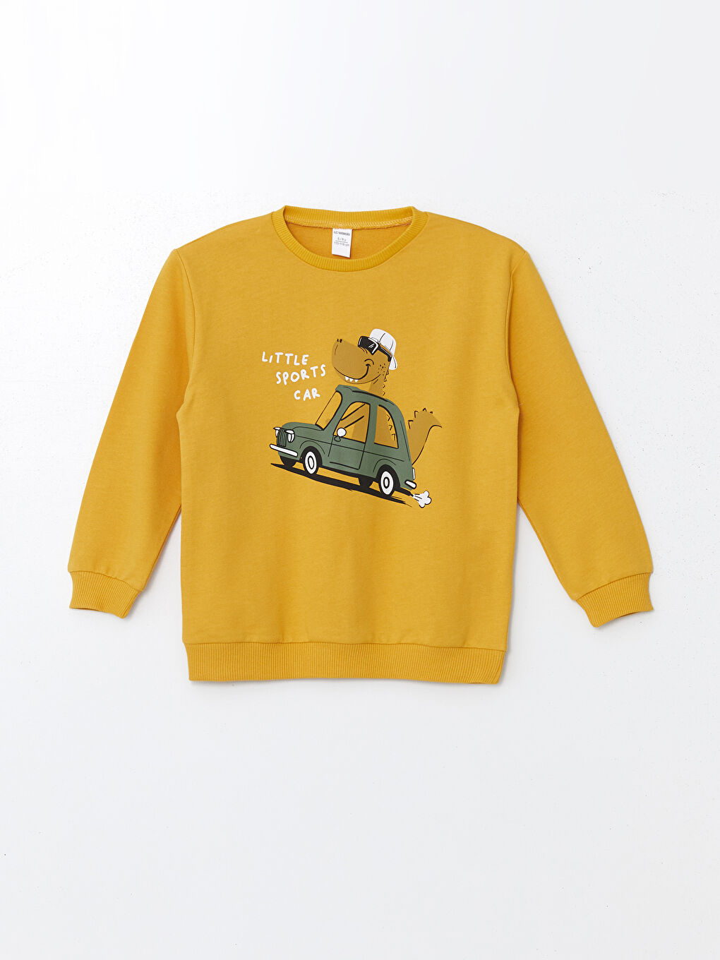 LCW Kids Orta Sarı Bisiklet Yaka Baskılı Erkek Çocuk Sweatshirt