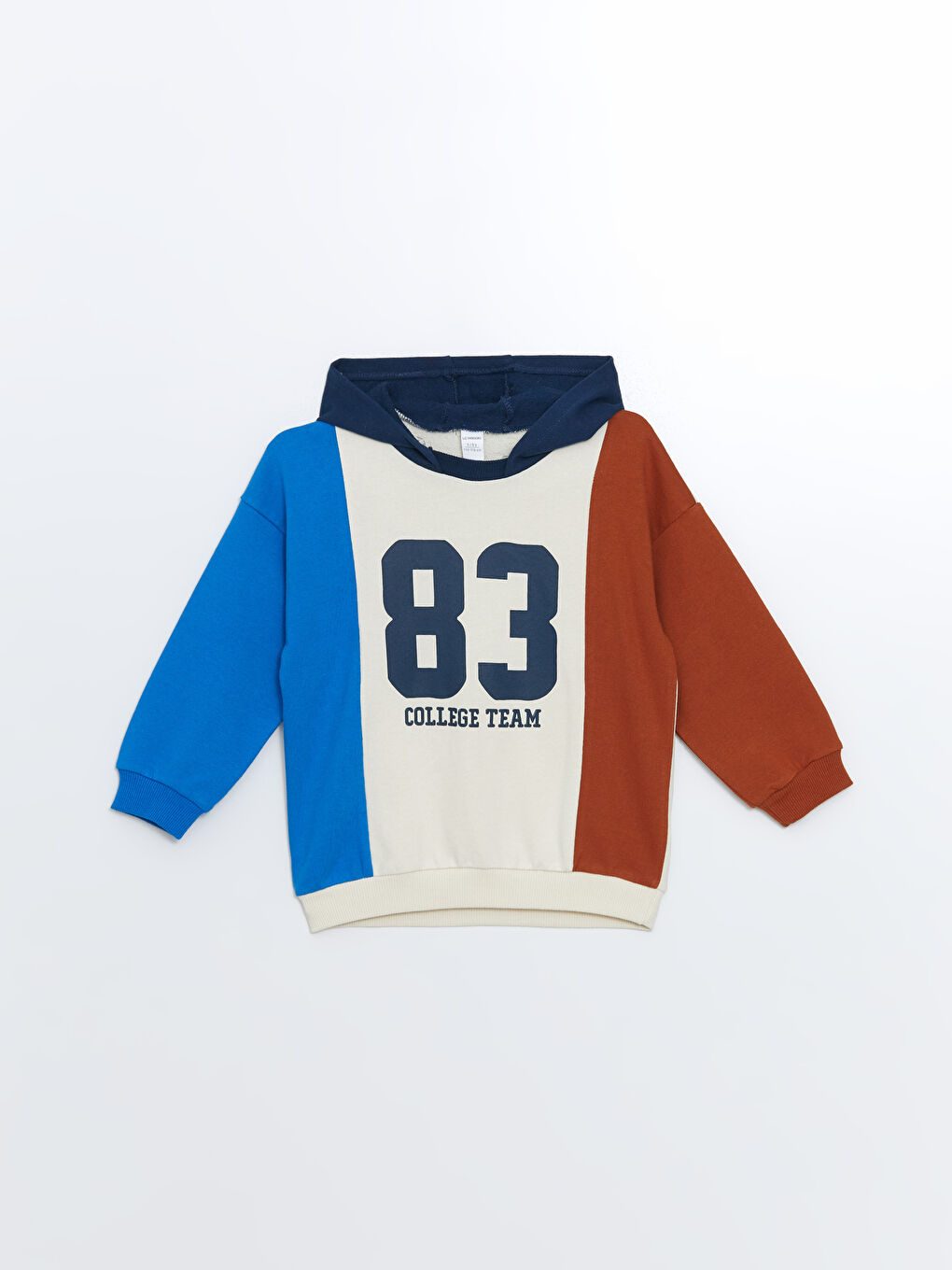 Bej Kapüşonlu Baskılı Erkek Çocuk Sweatshirt