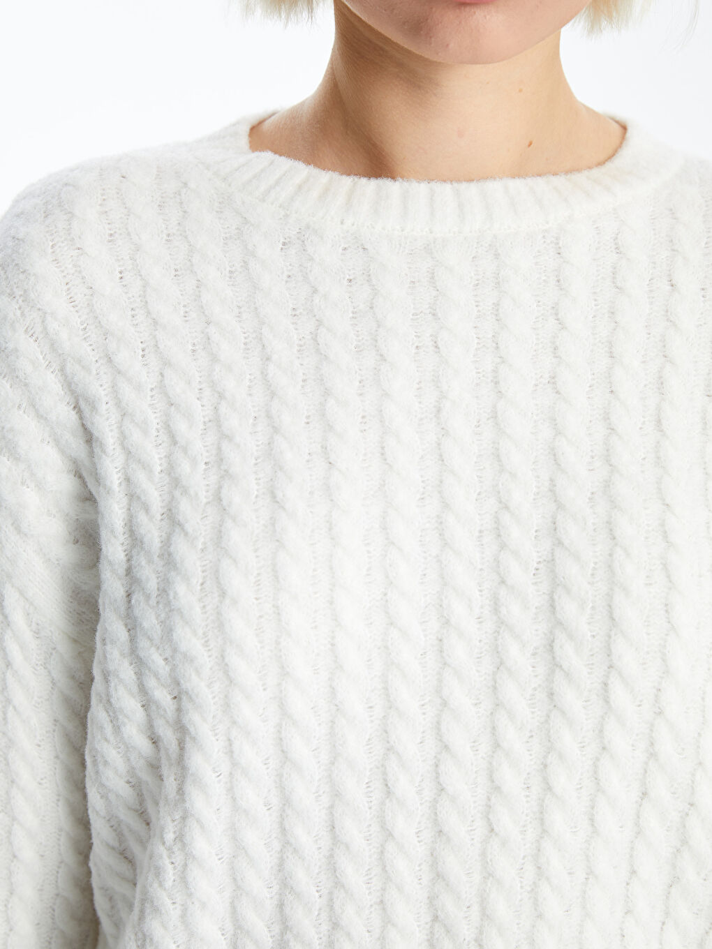 XSIDE Rundhalsausschnitt Crop Damen Strickpullover -W47668Z8-R9J