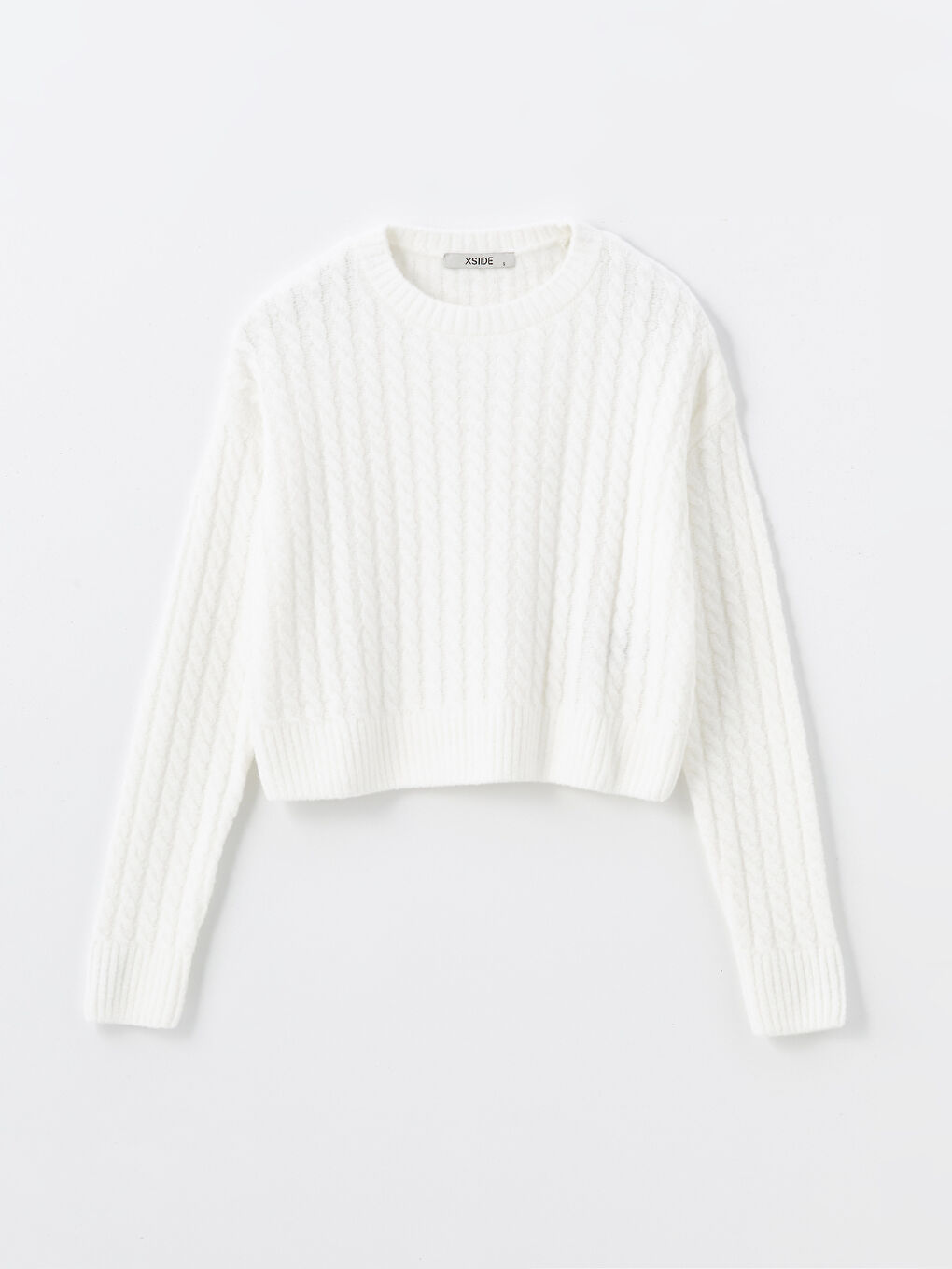 XSIDE Rundhalsausschnitt Crop Damen Strickpullover -W47668Z8-R9J