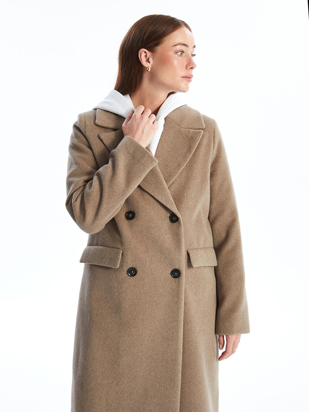 LCWAIKIKI Classic Double Breasted Women's Cachet Overcoat -W47675Z8-L8R