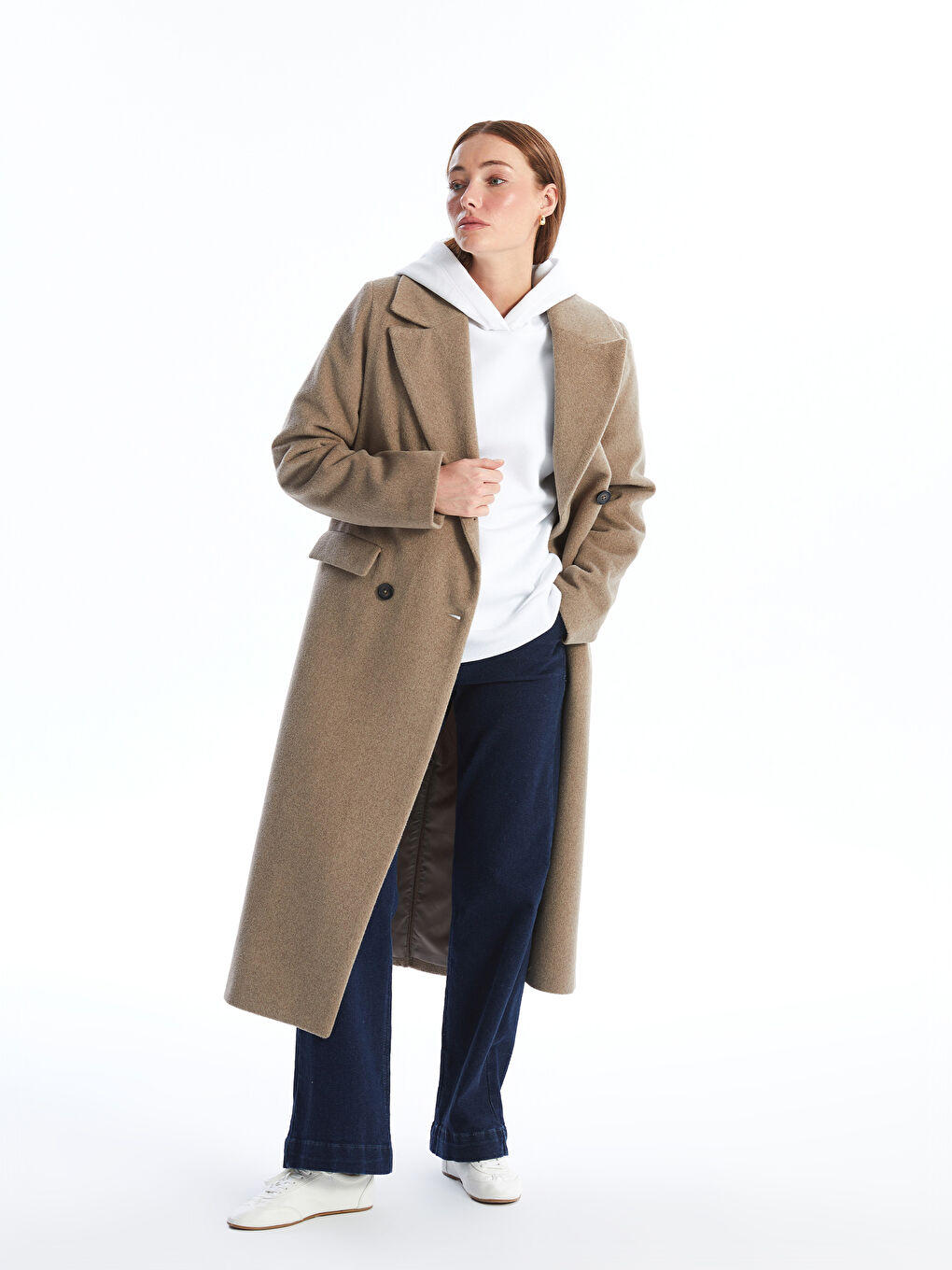 LCWAIKIKI Classic Double Breasted Women's Cachet Overcoat -W47675Z8-L8R