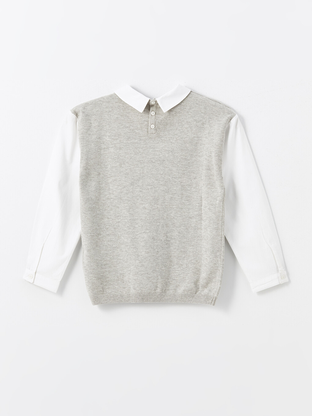 Shirt Collar Basic Long Sleeve Girls' Knitwear Sweater-1