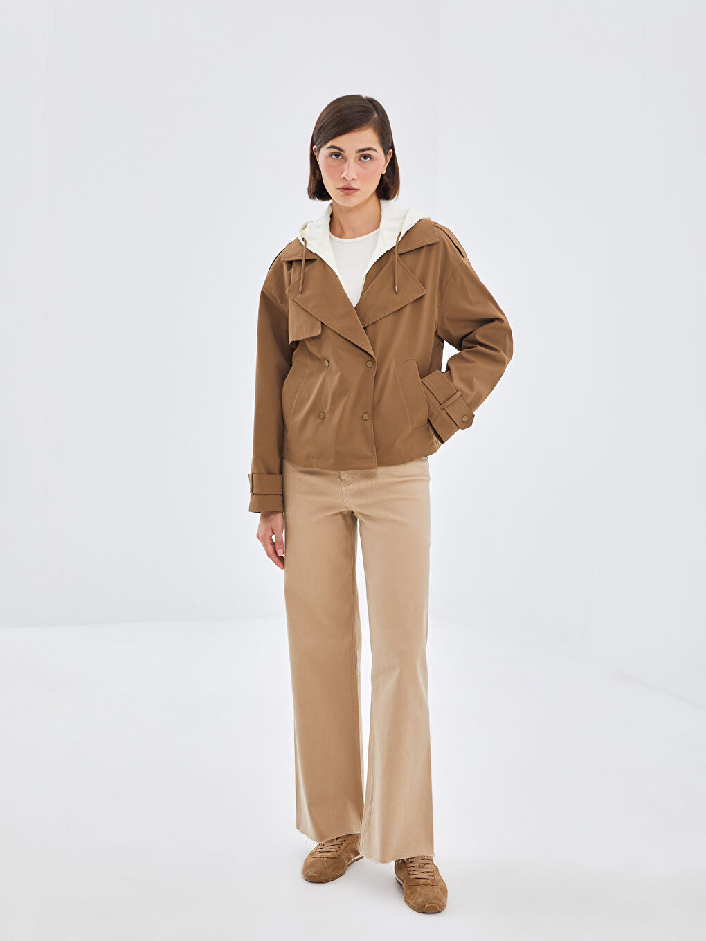 Hooded Women's Trench Coat-1