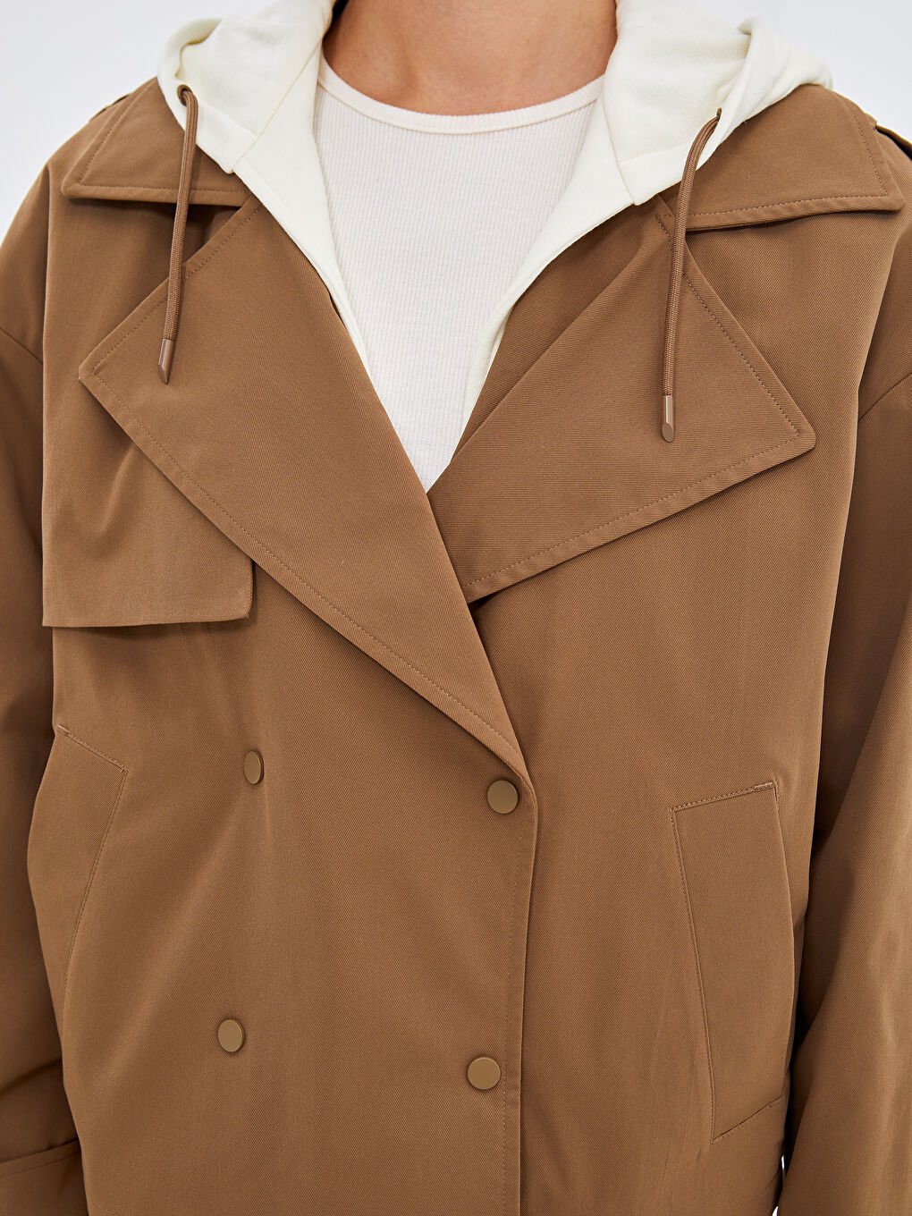 Hooded Women's Trench Coat-2