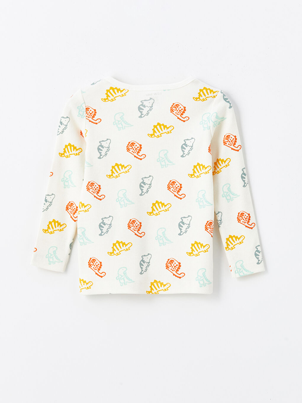 Ekru Bisiklet Yaka Baskılı Erkek Bebek Pijama Üst-1