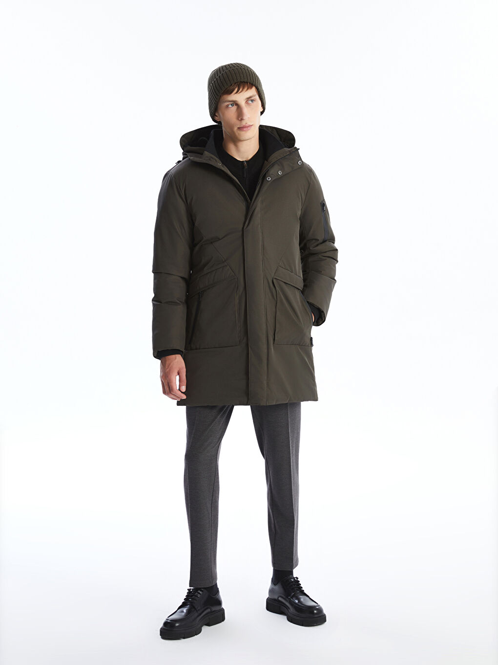 Regular Fit Hooded Men's Parka-1