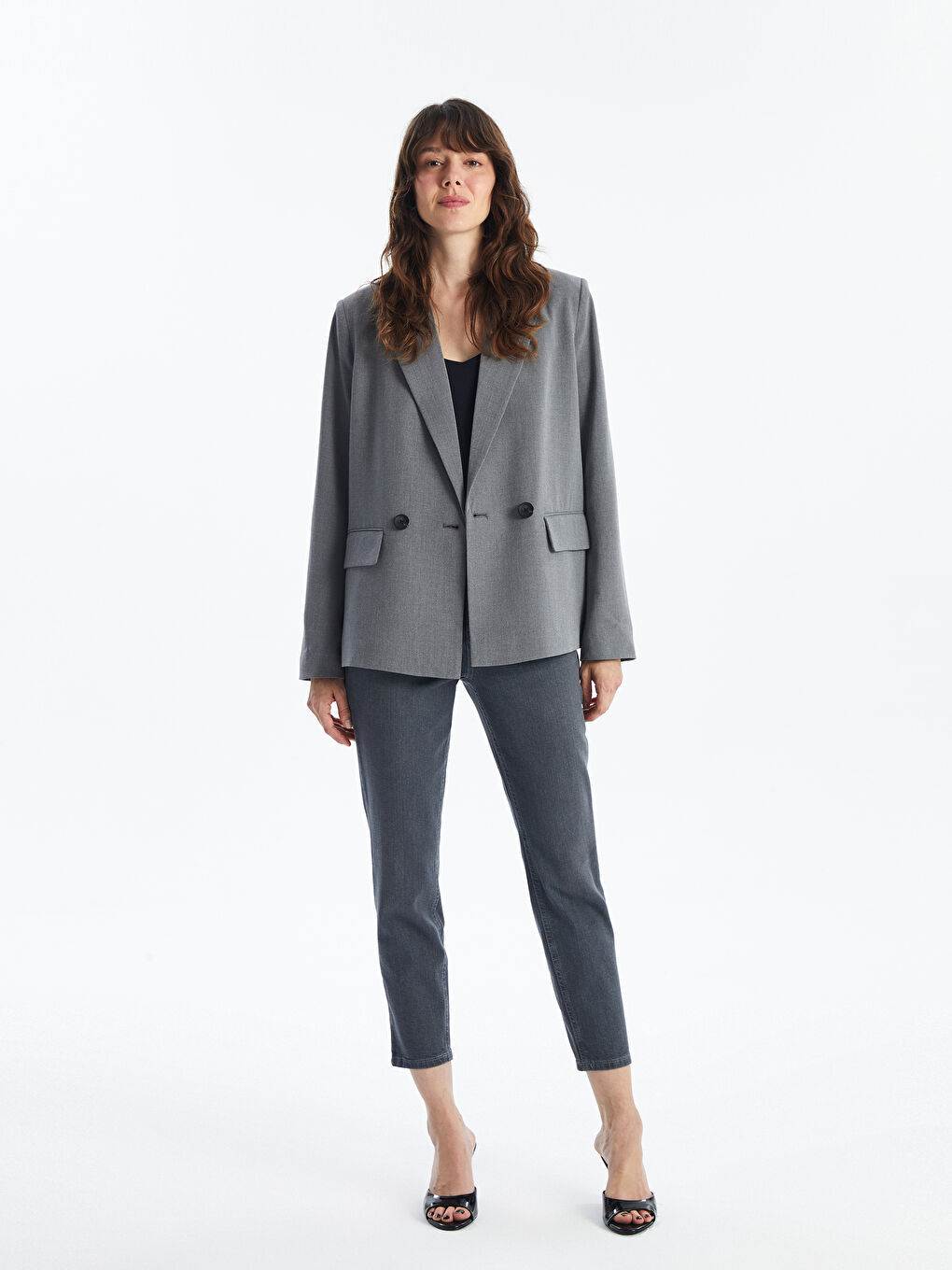 LC Waikiki Plain Long Sleeve Women's Blazer Jacket -W47802Z8-F8Y