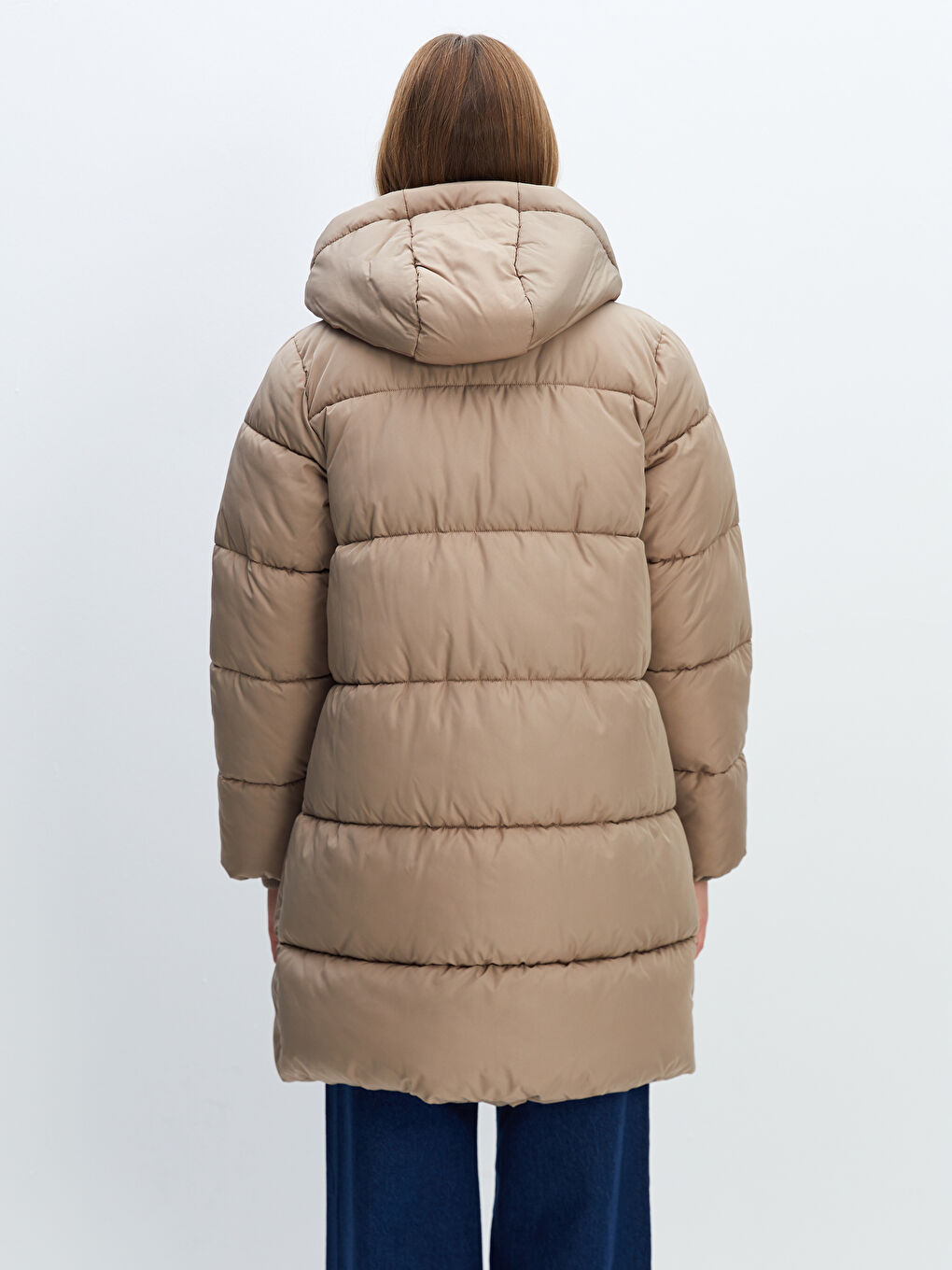 Women's Hooded Plain Puffer Coat-4