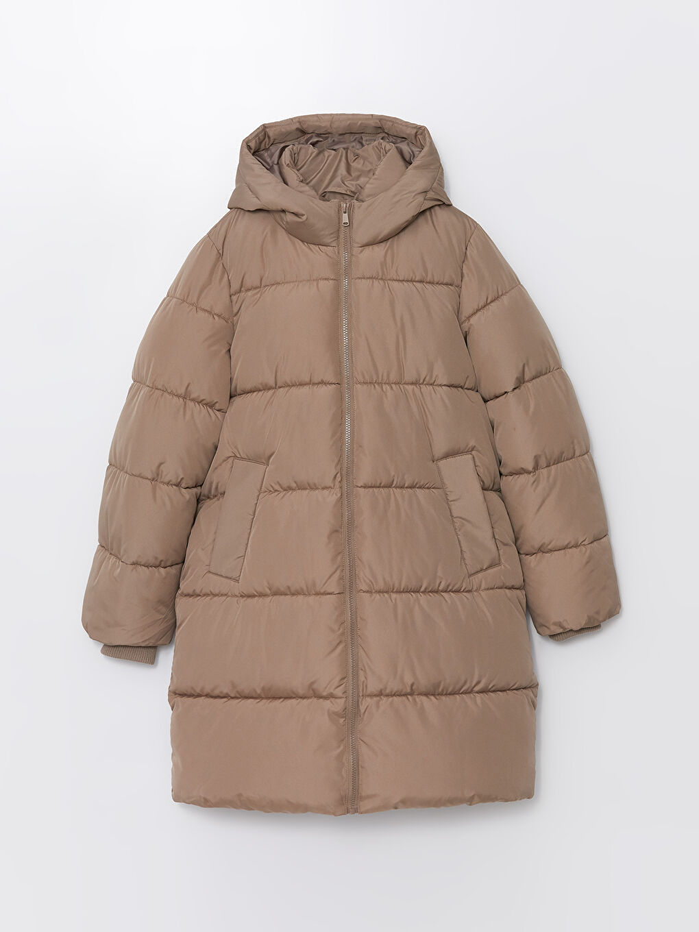 Women's Hooded Plain Puffer Coat-5