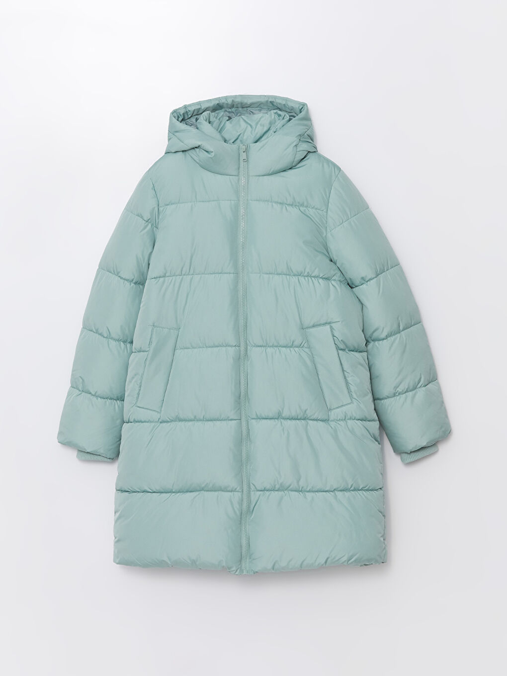 Women's Hooded Plain Puffer Coat-5