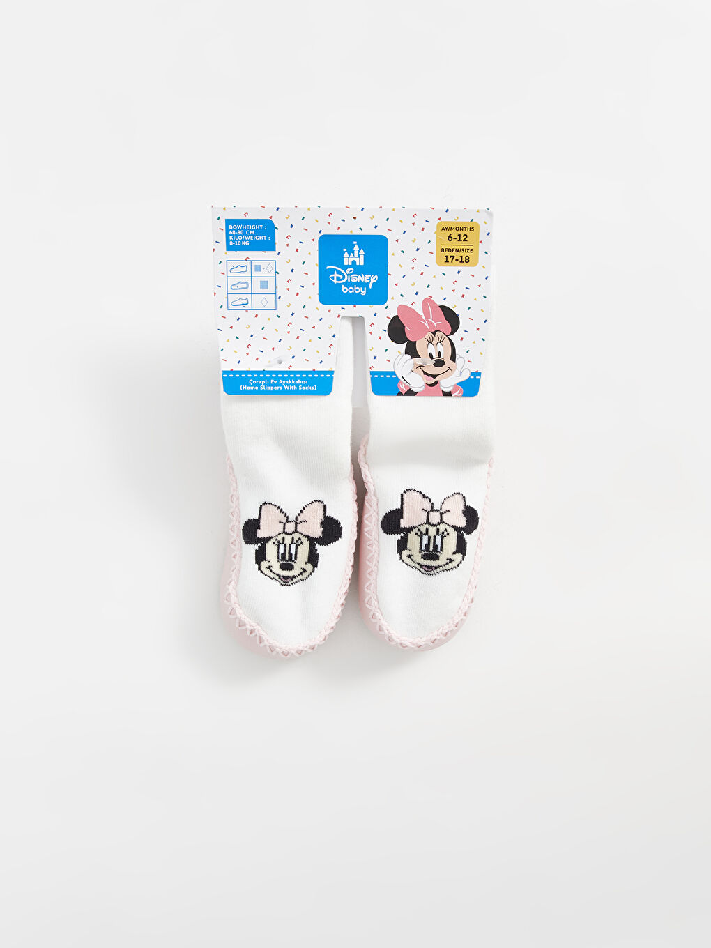 LCW baby Ekru Minnie Mouse Baskılı Kız Bebek Ev Çorabı - 1