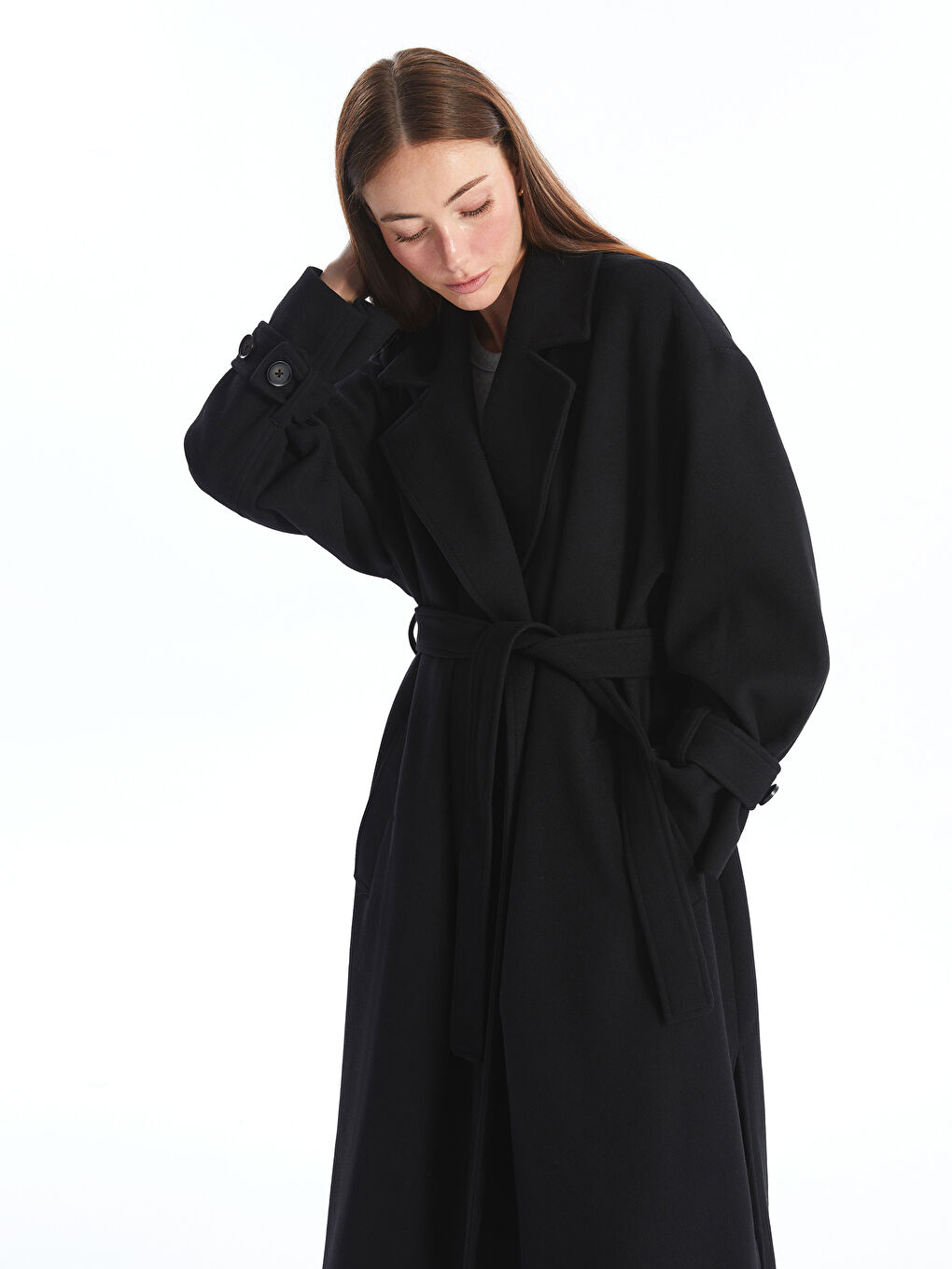LCWAIKIKI Classic Jacket Neck Oversize Women's Cachet Overcoat -W47914Z8-CVL