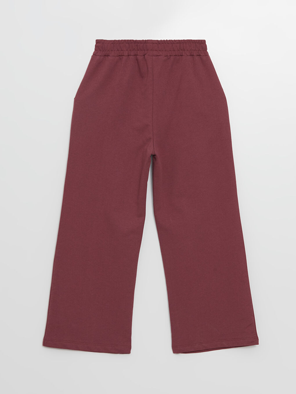 Bordo Beli Lastikli Kız Çocuk Eşofman Altı-2