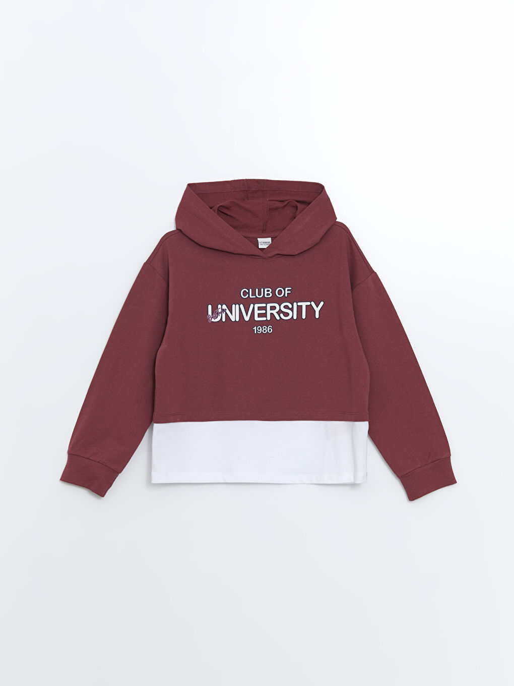 LCW Kids Bordo Kapüşonlu Baskılı Kız Bebek Sweatshirt ve Eşofman Alt 2'li Takım - 1