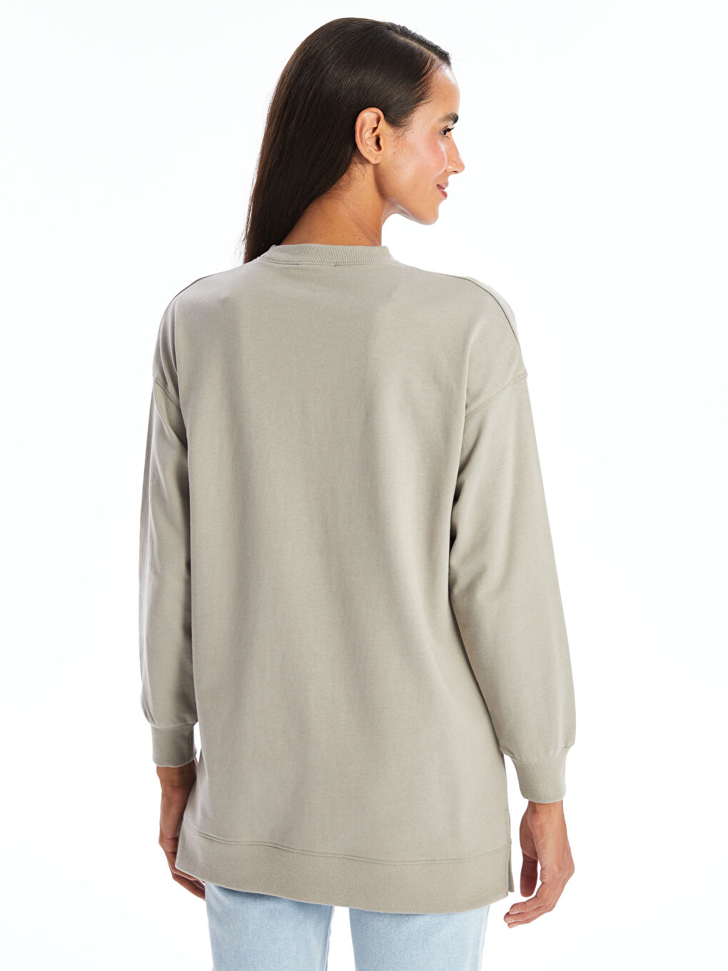 تونيك كنزة رياضية برقبة دائرية مطبوع بأكمام طويلة للسيدات-3