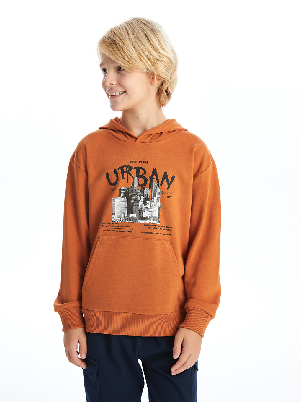 LCW Kids Kahverengi Kapüşonlu Erkek Çocuk Sweatshirt