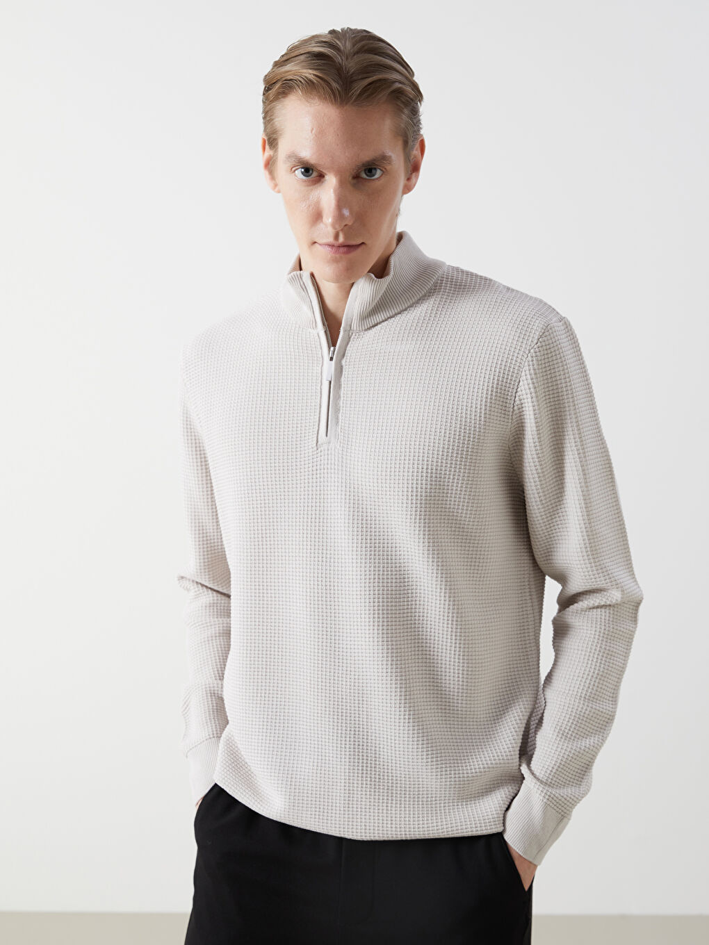 Turtle Neck Long Sleeve Men's Tricot Sweater -W48163Z8-YVP