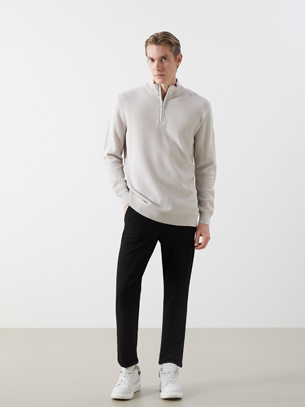 Turtle Neck Long Sleeve Men's Tricot Sweater -W48163Z8-YVP