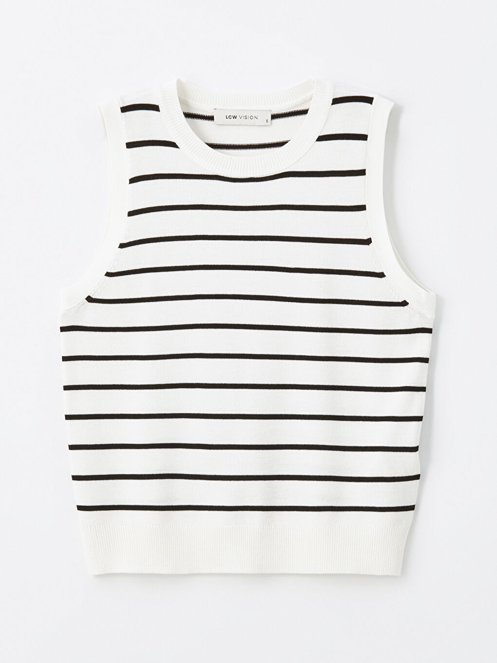 Crew Neck Striped Women's Knitwear Tank Top -W48199Z8-LFC