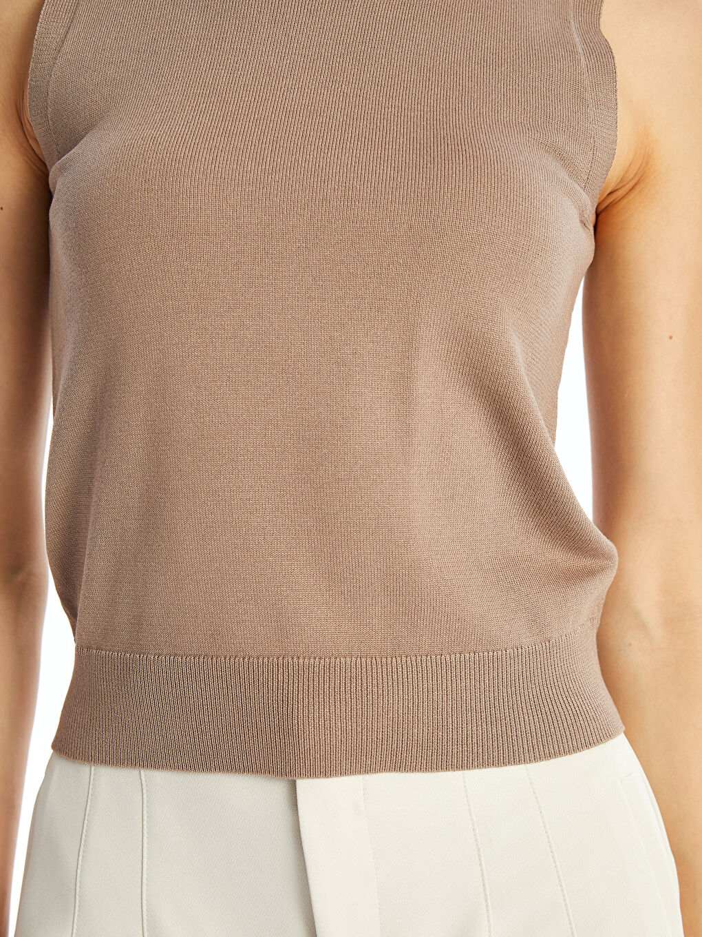 Women's Crew Neck Plain Knit Sweater -W48201Z8-GNL