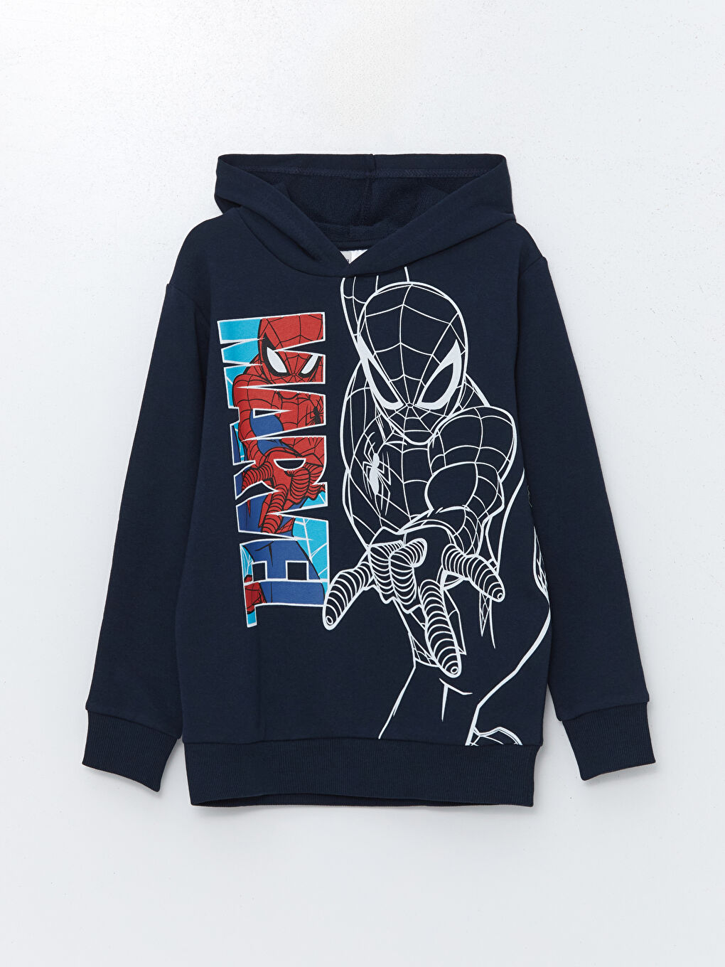 Lacivert Kapüşonlu Spider-Man Baskılı Erkek Çocuk Sweatshirt