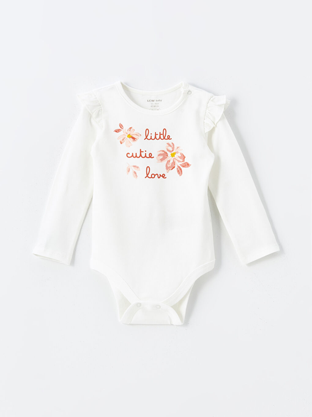 Ekru Bisiklet Yaka Kısa Kollu Kız Bebek Çıtçıtlı Body ve Tayt  2'li Takım-1