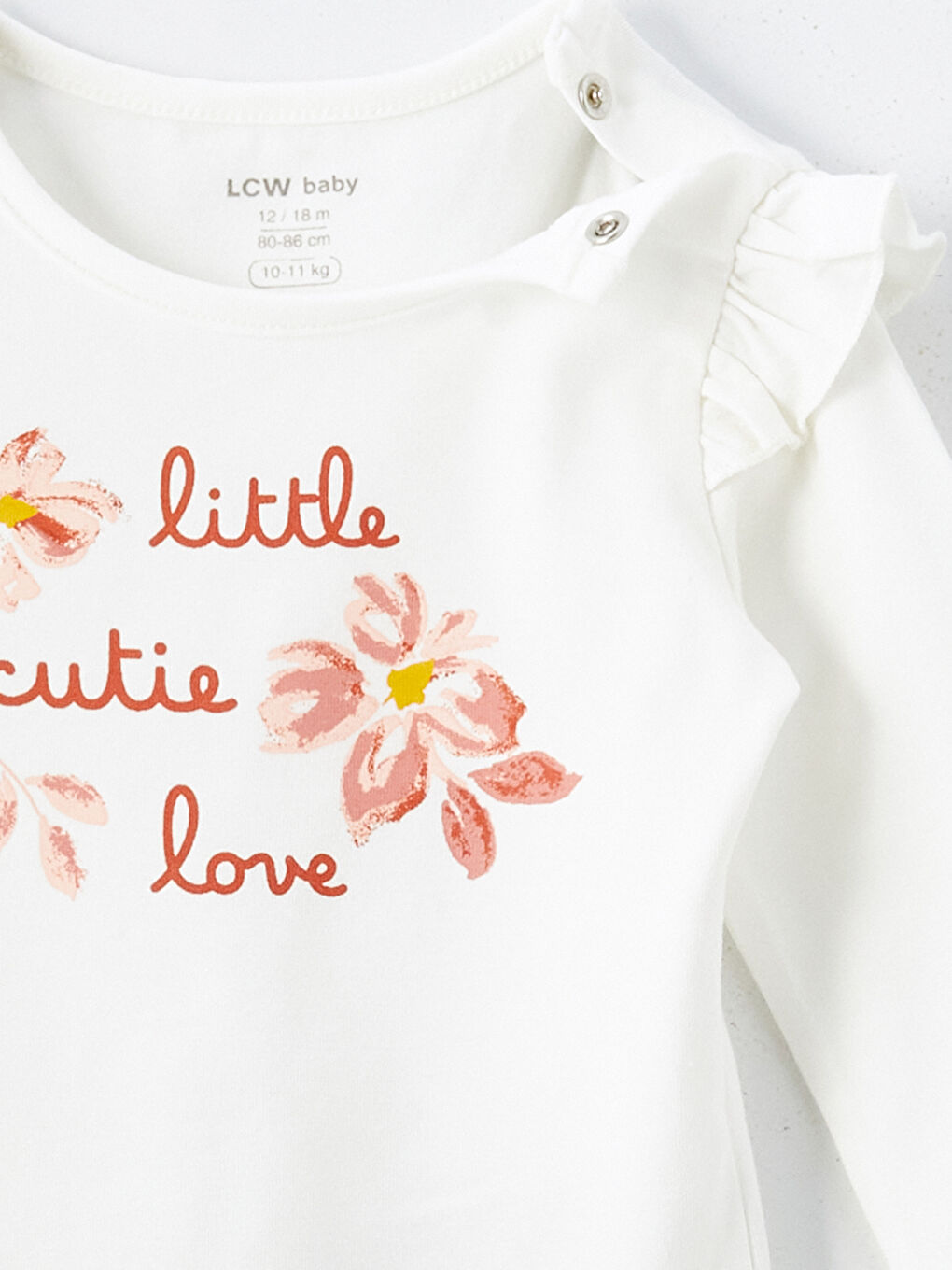 Ekru Bisiklet Yaka Kısa Kollu Kız Bebek Çıtçıtlı Body ve Tayt  2'li Takım-5