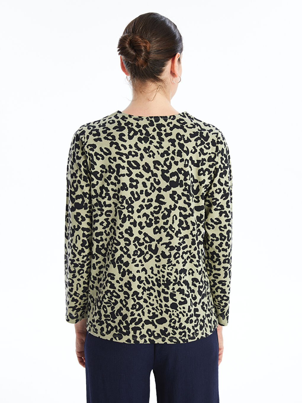 LCW Grace Blouse à Imprimé Léopard avec Col Rond pour Femmes -W48253Z8-LRK