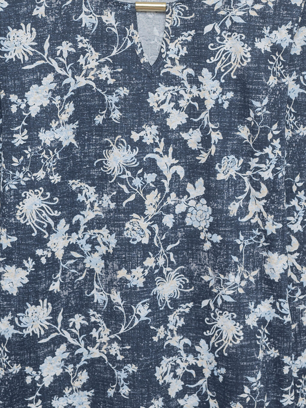 Lacivert Bisiklet Yaka Desenli Kadın Bluz-6