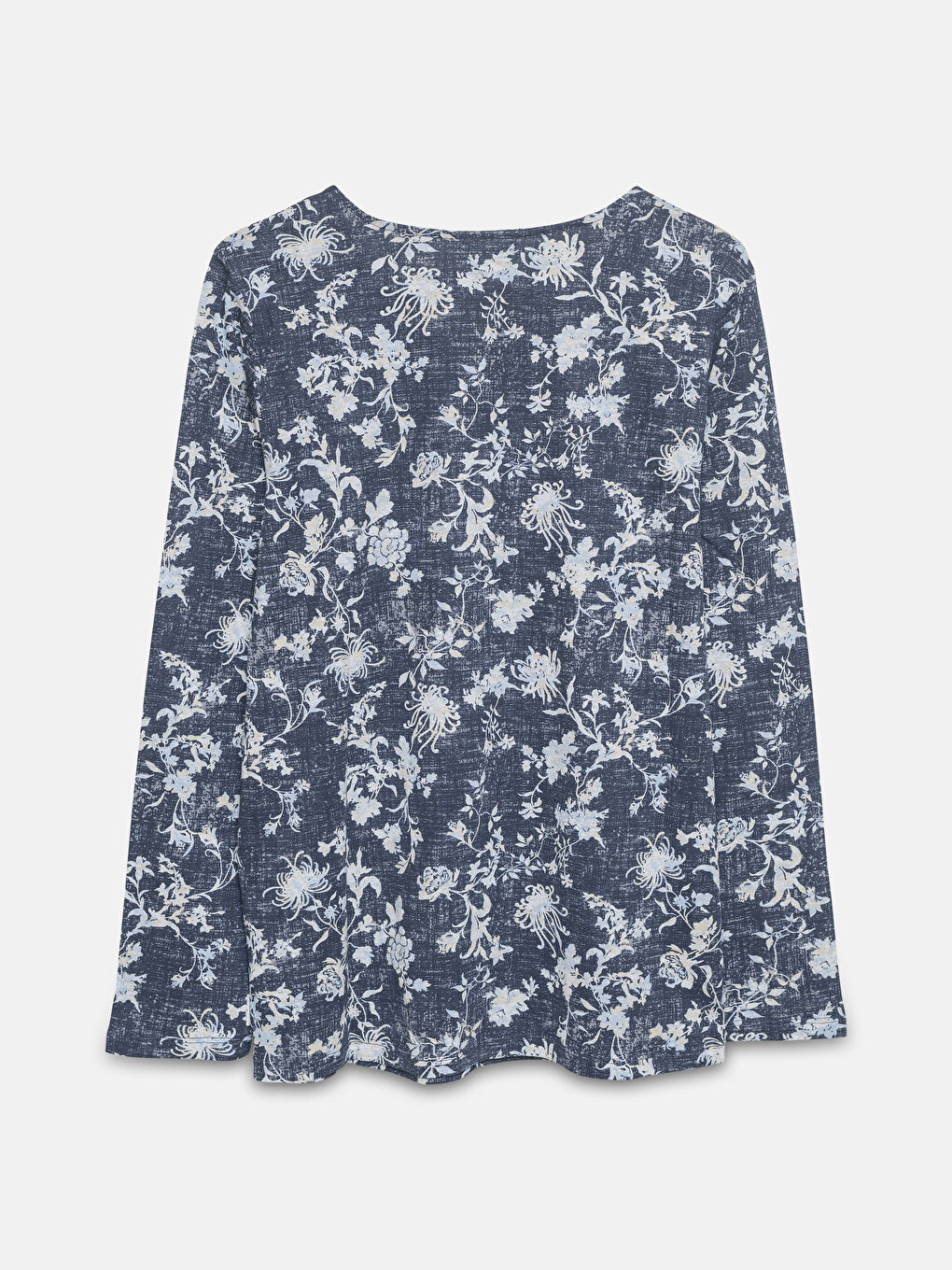 Lacivert Bisiklet Yaka Desenli Kadın Bluz-5