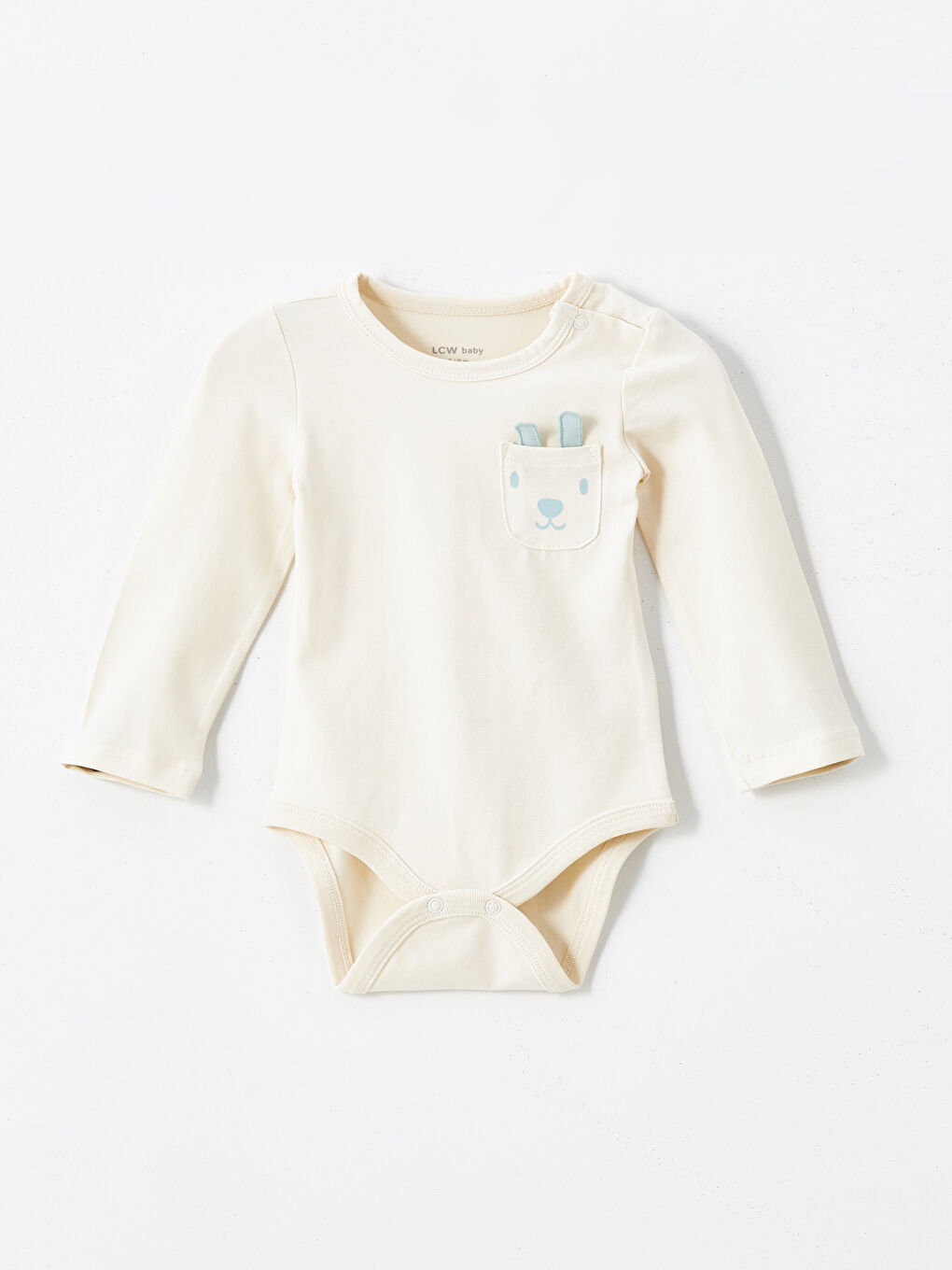 Bej Bisiklet Yaka Baskılı Erkek Bebek Çıtçıtlı Bodysuit