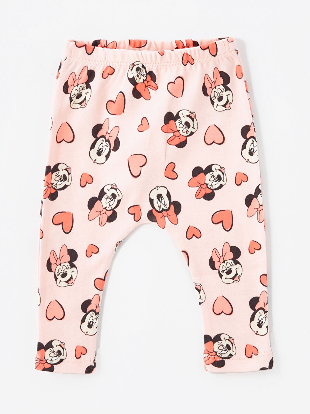 LCW baby Ekru Bisiklet Yaka Uzun Kollu Minnie Mouse Baskılı Kız Bebek Çıtçıtlı Body ve Pantolon 2'li Takım - 2