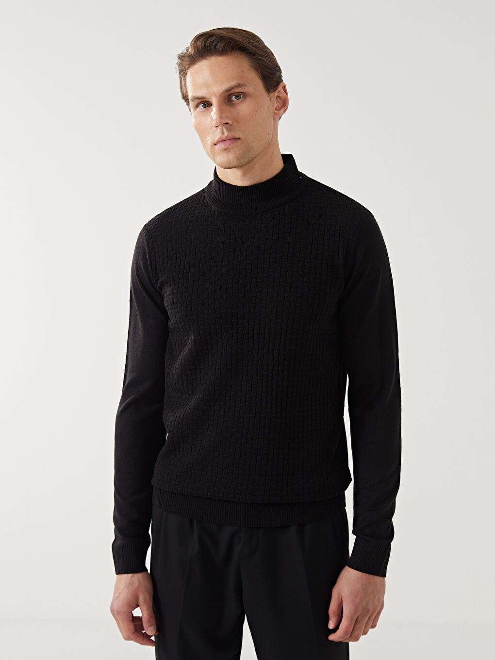 Half Turtleneck Long Sleeve Men's Knitwear Sweater