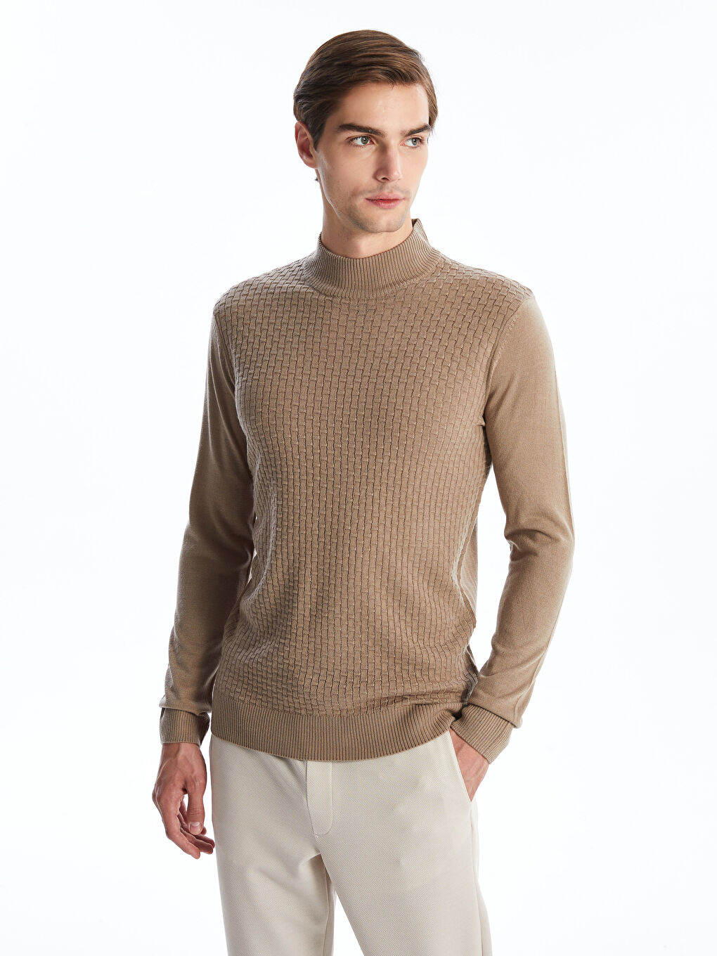 SOUTHBLUE Half Turtleneck Long Sleeve Men's Knitwear Sweater -W48285Z8-PSD