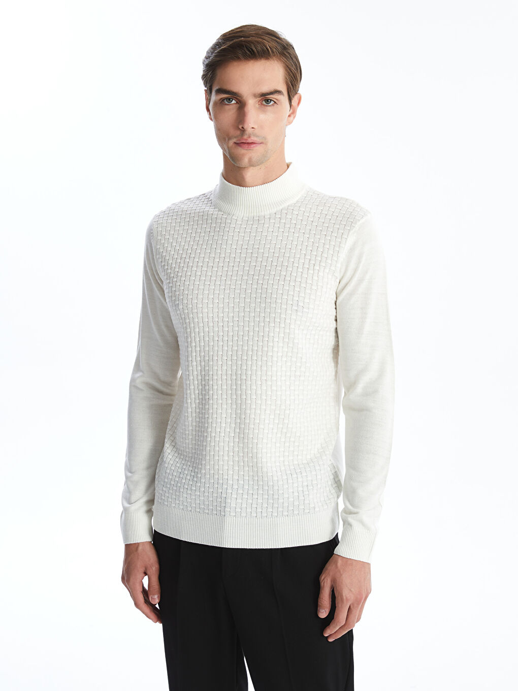 Half Turtleneck Long Sleeve Men's Knitwear Sweater