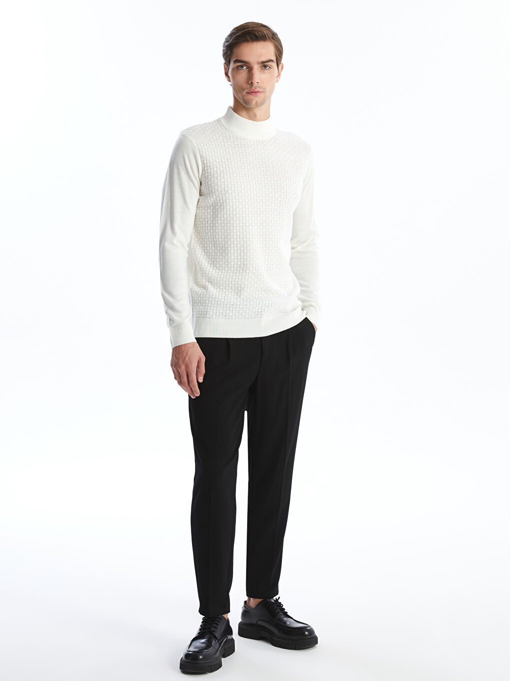 Half Turtleneck Long Sleeve Men's Knitwear Sweater-1