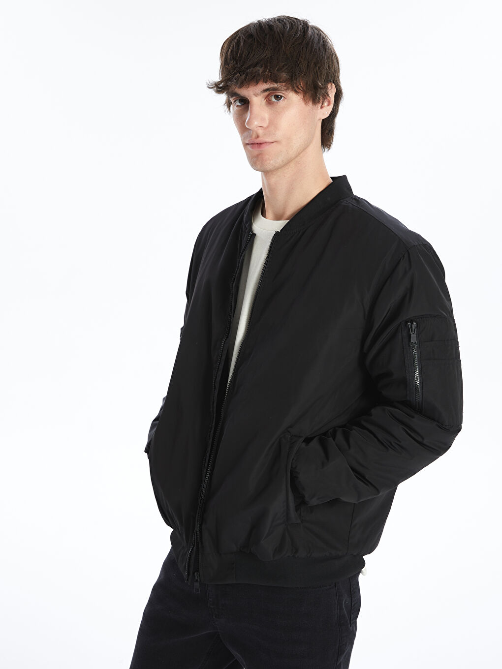 Blouson aviateur à col universitaire pour Hommes, coupe standard-1