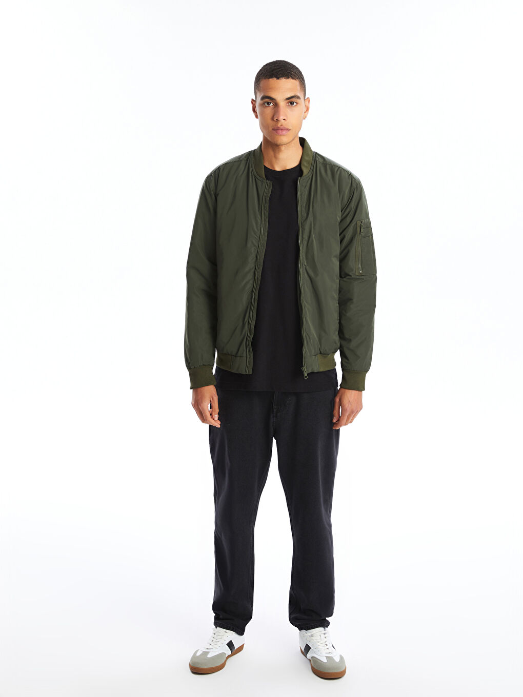 Blouson aviateur à col universitaire pour Hommes, coupe standard