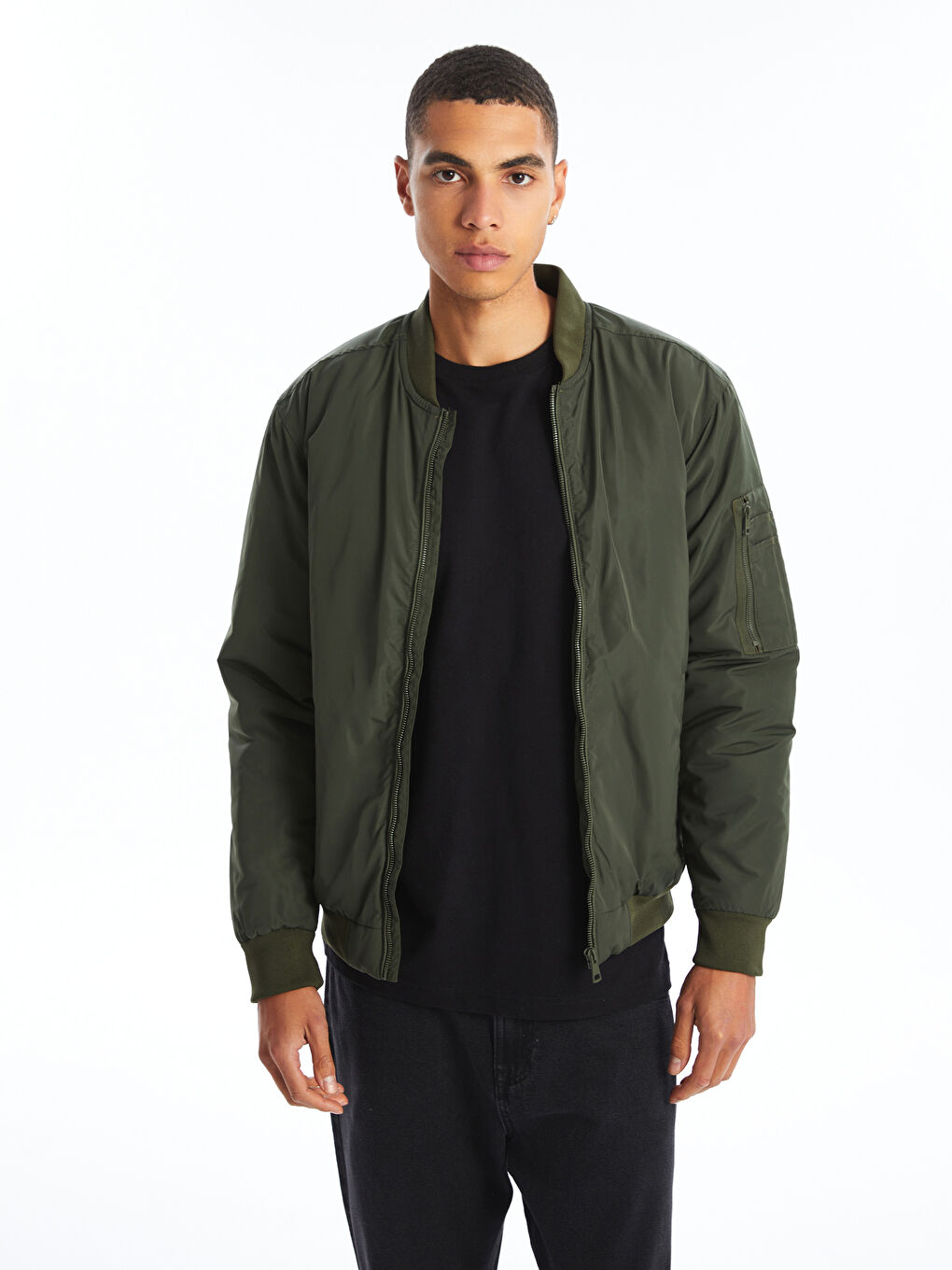 Blouson aviateur à col universitaire pour Hommes, coupe standard-1